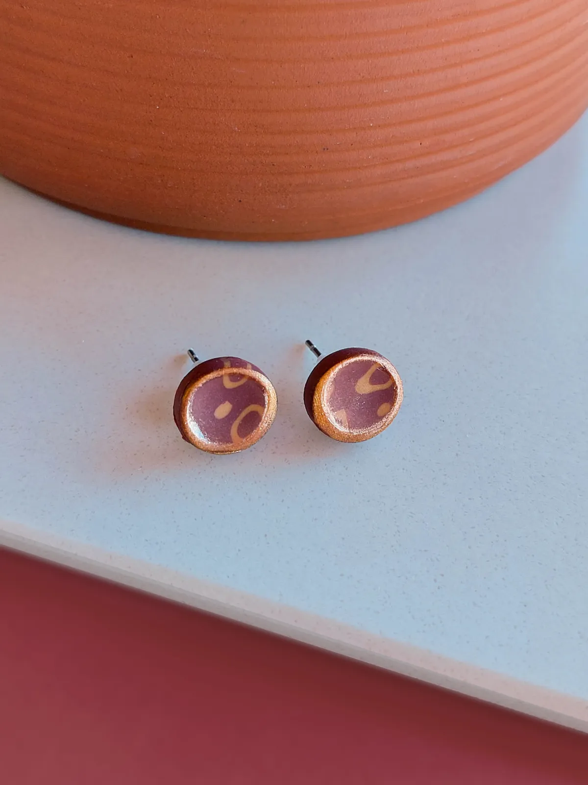 STRATA bordó sárga bedugós fülbevaló