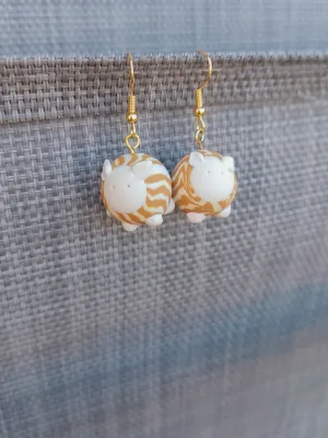 CATZ narancs csíkos cica lógós fülbevaló