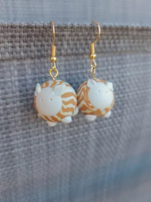 CATZ narancs csíkos cica lógós fülbevaló