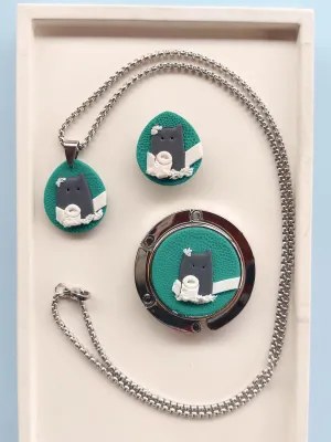 CATZ fekete játszó cicás nyaklánc