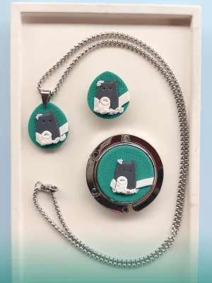 CATZ fekete játszó cicás nyaklánc