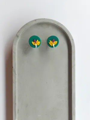DOTS zöld virágos bedugós fülbevaló