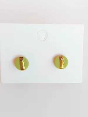 DOTS zöld virágos bedugós fülbevaló