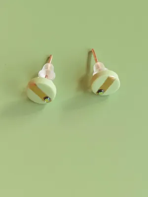 DOTS zöld virágos bedugós fülbevaló