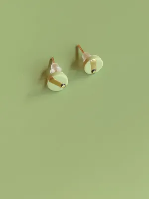 DOTS zöld virágos bedugós fülbevaló