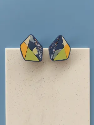 MOSAIC sötétkék és sárga fülbevaló