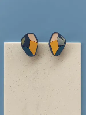 MOSAIC egyedi sötétkék és sárga fülbevaló