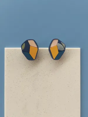 MOSAIC egyedi sötétkék és sárga fülbevaló