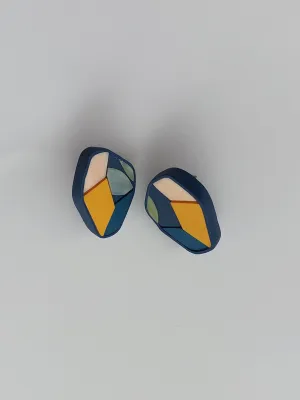 MOSAIC egyedi sötétkék és sárga fülbevaló