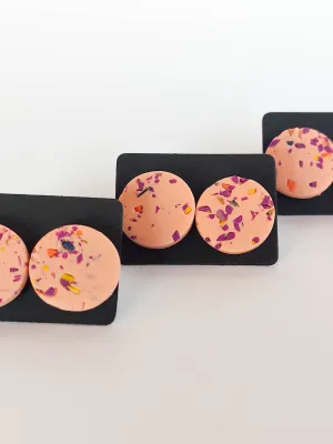 DOTS rózsaszín terazzo bedugós fülbevaló