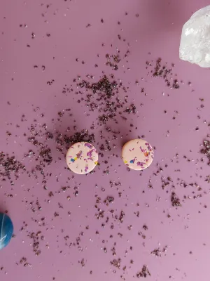 DOTS rózsaszín terazzo bedugós fülbevaló