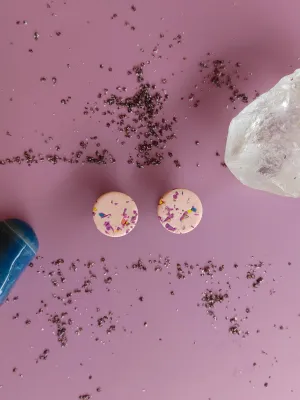 DOTS rózsaszín terazzo bedugós fülbevaló