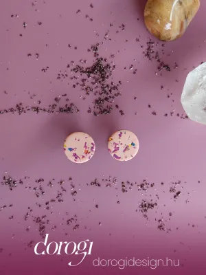 DOTS rózsaszín terazzo bedugós fülbevaló