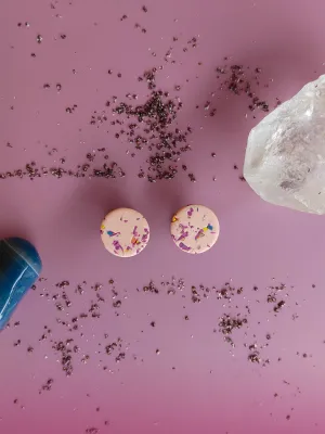 DOTS rózsaszín terazzo bedugós fülbevaló