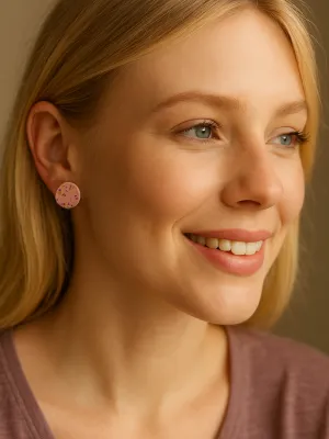 DOTS rózsaszín terazzo bedugós fülbevaló