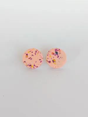 DOTS rózsaszín terazzo bedugós fülbevaló