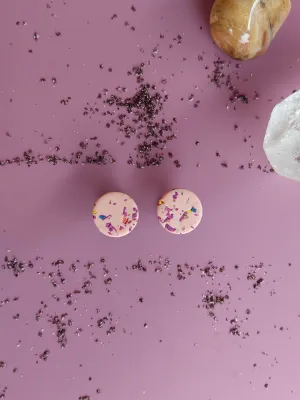 DOTS rózsaszín terazzo bedugós fülbevaló