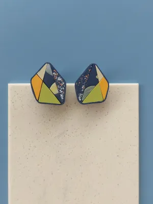 MOSAIC sötétkék és sárga fülbevaló