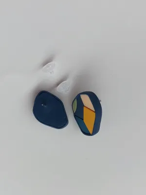 MOSAIC egyedi sötétkék és sárga fülbevaló