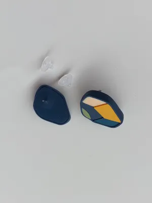 MOSAIC egyedi sötétkék és sárga fülbevaló