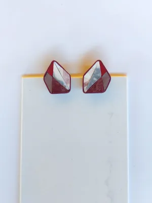 MOSAIC bordó és fehér fülbevaló