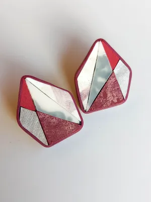 MOSAIC bordó és fehér fülbevaló