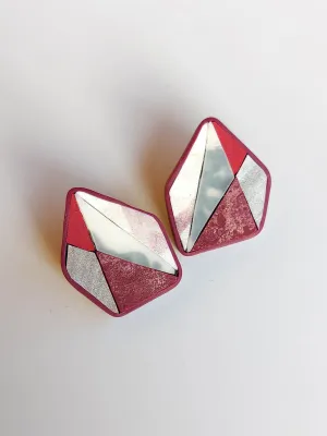 MOSAIC bordó és fehér fülbevaló