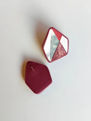 MOSAIC bordó és fehér fülbevaló