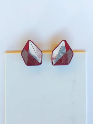 MOSAIC bordó és fehér fülbevaló