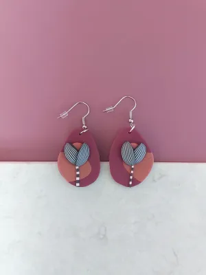 PIXIE bordó lógós fülbevaló