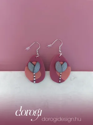 PIXIE bordó lógós fülbevaló