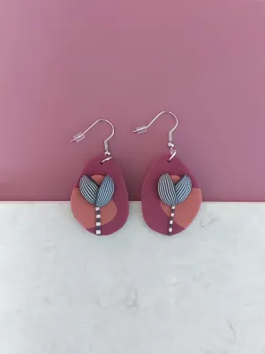 PIXIE bordó lógós fülbevaló