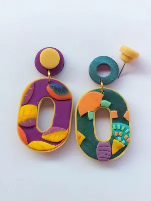 SWITCH 2 oldalas magenta és art deco fülbevaló