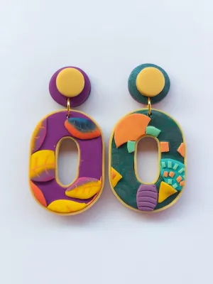 SWITCH 2 oldalas magenta és art deco fülbevaló