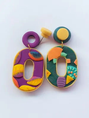 SWITCH 2 oldalas magenta és art deco fülbevaló