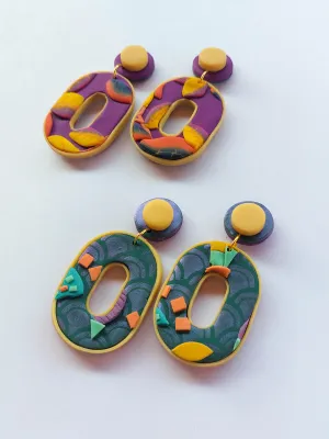 SWITCH 2 oldalas magenta és art deco fülbevaló