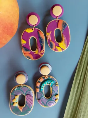 SWITCH 2 oldalas magenta és art deco fülbevaló