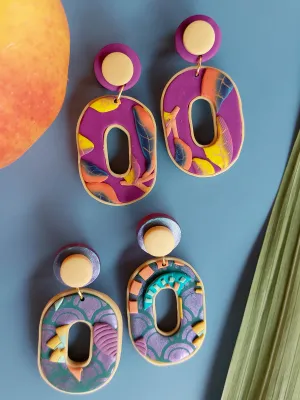 SWITCH 2 oldalas magenta és art deco fülbevaló