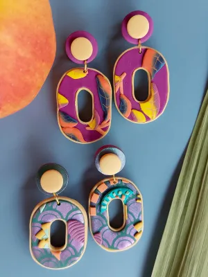 SWITCH 2 oldalas magenta és art deco fülbevaló