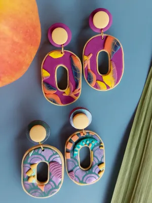 SWITCH 2 oldalas magenta és art deco fülbevaló