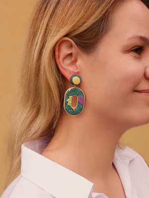 SWITCH 2 oldalas magenta és art deco fülbevaló