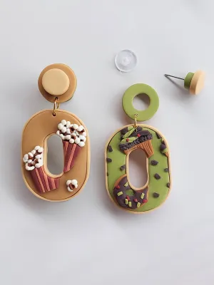 SWITCH 2 oldalas pisztáciás és popcornos fülbevaló