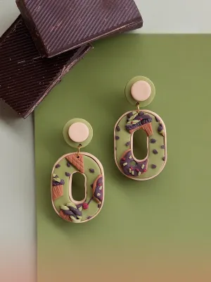 SWITCH 2 oldalas pisztáciás és popcornos fülbevaló