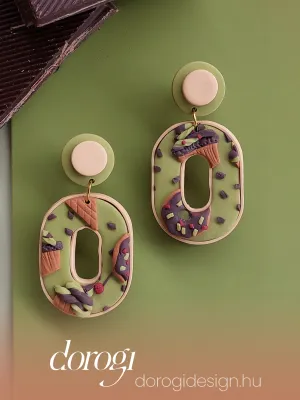 SWITCH 2 oldalas pisztáciás és popcornos fülbevaló