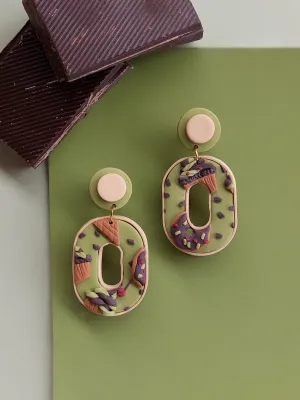 SWITCH 2 oldalas pisztáciás és popcornos fülbevaló