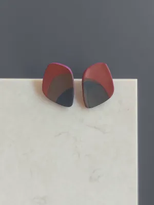 URBAN ECHO vörösréz zöldesszürke bedugós fülbevaló