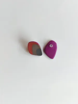 URBAN ECHO vörösréz zöldesszürke bedugós fülbevaló