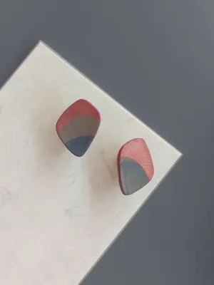 URBAN ECHO vörösréz zöldesszürke bedugós fülbevaló