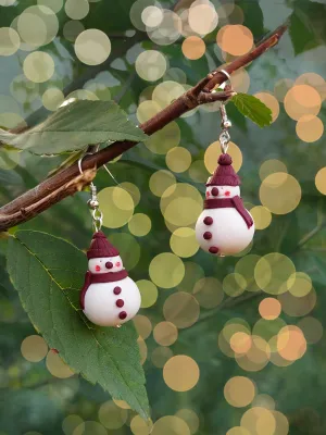 XMAS bordó sapkás hóember fülbevaló