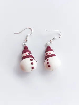 XMAS bordó sapkás hóember fülbevaló